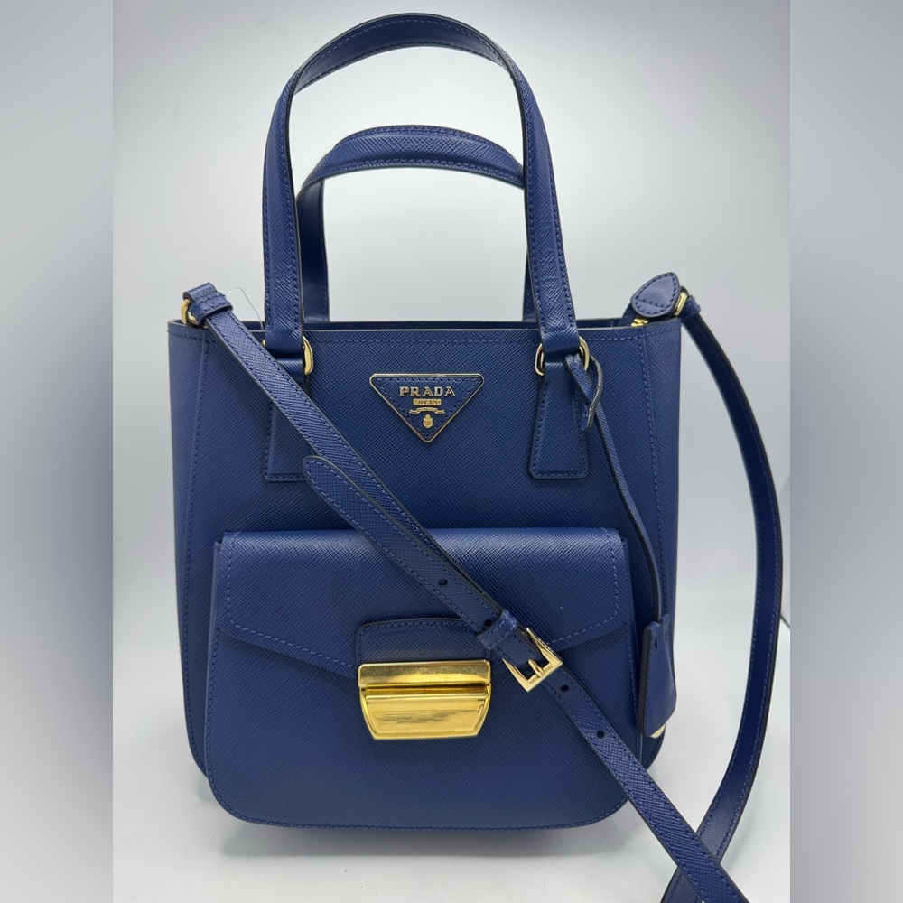 Prada Metropolis Saffiano Lux Leather Shoulder Bag Bruette NEW